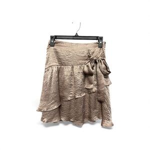 Beth Bowley Metallic Tan Skirt with Bow Size 2